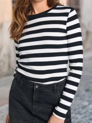 Sinsay - Prązkowana bluzka z długimi rękawami w paski - wielobarwny