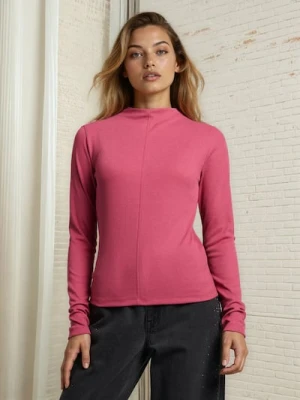 Sinsay - Prążkowana bluzka z zabudowanym dekoltem z domieszką wiskozy - Inny