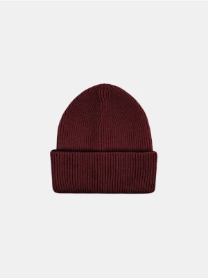 Sinsay - Prążkowana czapka beanie - bordowy