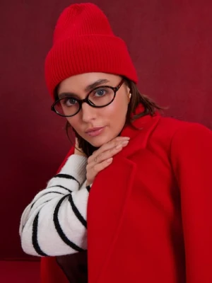 Sinsay - Prążkowana czapka beanie - czerwony