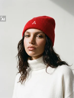 Sinsay - Prążkowana czapka beanie - czerwony