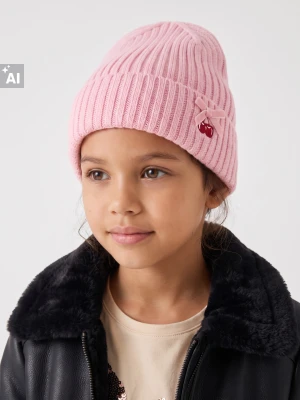 Sinsay - Prążkowana czapka beanie z bawełną - różowy