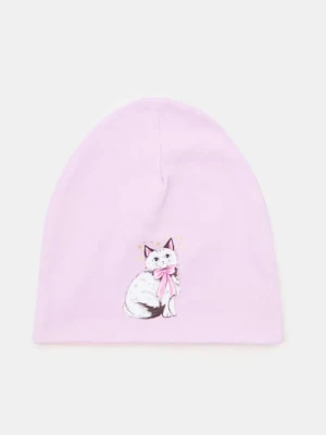 Sinsay - Prążkowana czapka beanie z nadrukiem - fioletowy