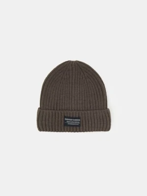 Sinsay - Prążkowana czapka beanie - zielony