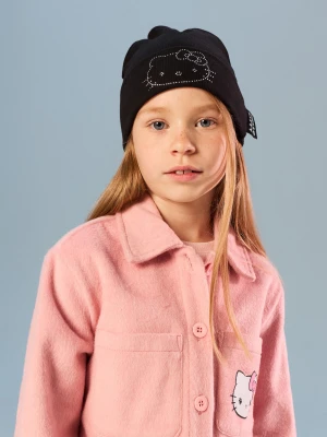 Sinsay - Prążkowana czapka z aplikacją z cyrkonii Hello Kitty - czarny
