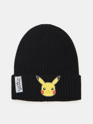 Sinsay - Prążkowana czapka z naszywką Pokémon - czarny