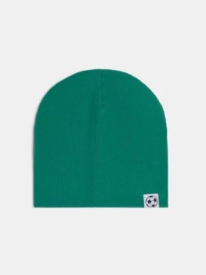Sinsay - Prążkowana czapka z naszywką - zielony