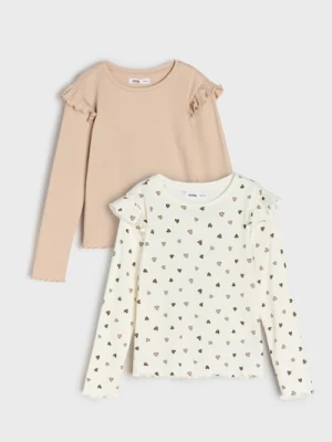 Sinsay - Prążkowana koszulka 2 pack - wielobarwny