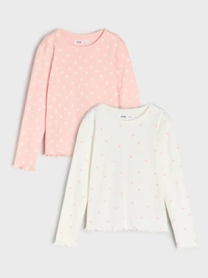 Sinsay - Prążkowana koszulka 2 pack - wielobarwny