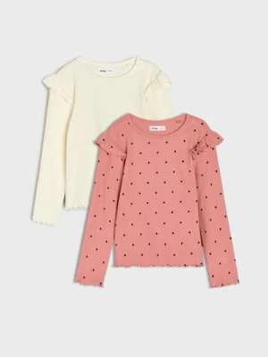 Sinsay - Prążkowana koszulka 2 pack - wielobarwny