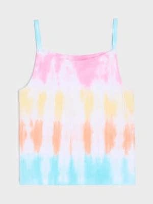 Sinsay - Prążkowana koszulka tie-dye na ramiączkach - wielobarwny