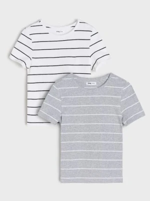 Sinsay - Prążkowana koszulka w paski 2 pack - wielobarwny