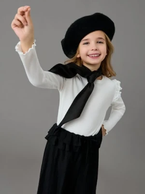 Sinsay - Prążkowana koszulka z falbankami - biały