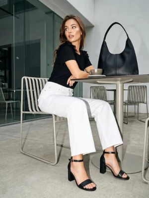 Zdjęcie produktu Sinsay - Prążkowana koszulka z falbankami - czarny