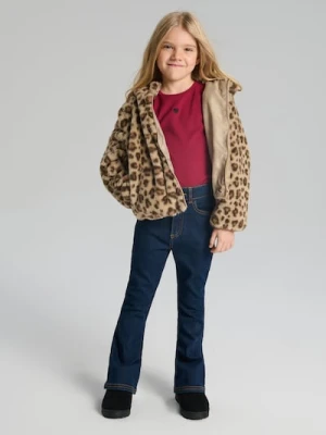 Sinsay - Prążkowana koszulka z falbankami - czerwony