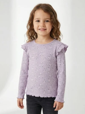 Sinsay - Prążkowana koszulka ze wzorkiem - wielobarwny