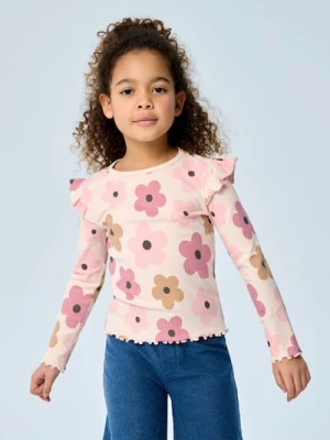 Sinsay - Prążkowana koszulka ze wzorkiem - wielobarwny