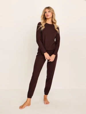 Sinsay - Prążkowana piżama dwuczęściowa - brązowy