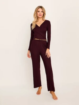 Sinsay - Prążkowana piżama dwuczęściowa - brązowy