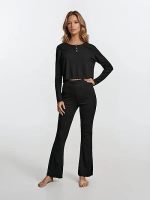 Sinsay - Prążkowana piżama dwuczęściowa - czarny