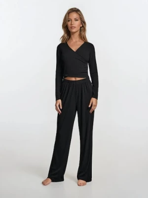 Sinsay - Prążkowana piżama dwuczęściowa - czarny