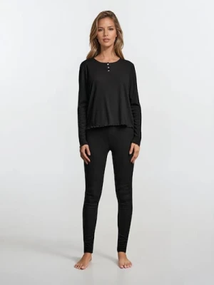 Sinsay - Prążkowana piżama dwuczęściowa - czarny