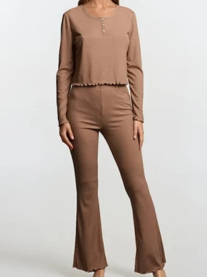 Sinsay - Prążkowana piżama dwuczęściowa - fioletowy