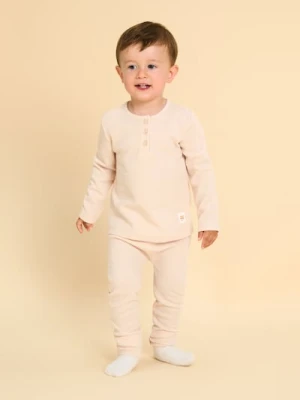 Sinsay - Prążkowana piżama dwuczęściowa - kremowy