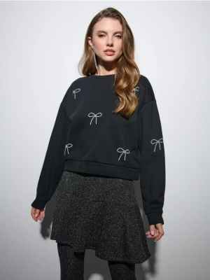 Sinsay - Prążkowana spódnica mini - czarny