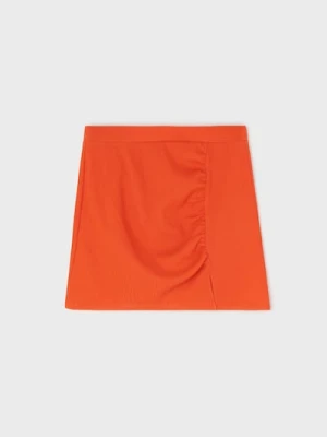 Sinsay - Prążkowana spódnica mini z marszczeniami - pomarańczowy