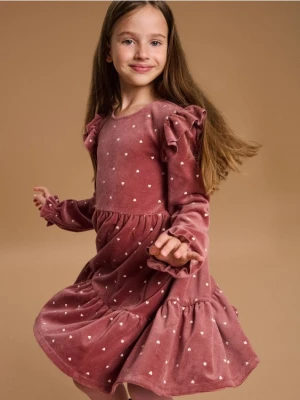 Sinsay - Prążkowana sukienka babydoll - bordowy