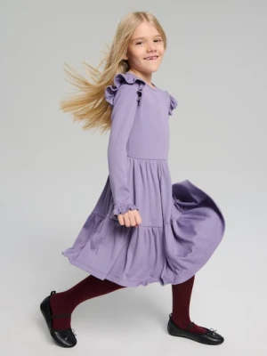 Sinsay - Prążkowana sukienka babydoll - fioletowy