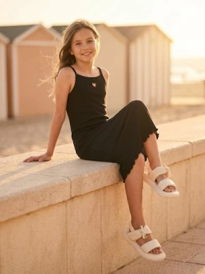 Sinsay - Prążkowana sukienka midi na ramiączkach - czarny