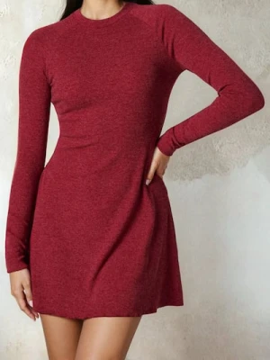 Sinsay - Prążkowana sukienka mini - czerwony