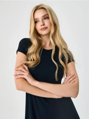 Sinsay - Prążkowana sukienka mini - granatowy