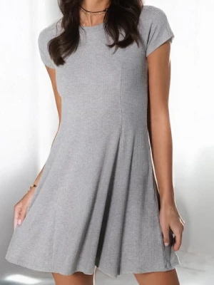 Sinsay - Prążkowana sukienka mini - szary