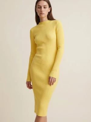 Sinsay - Prążkowana sukienka swetrowa - żółty