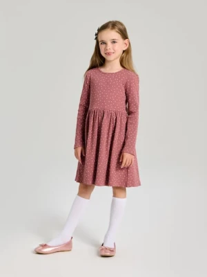 Sinsay - Prążkowana sukienka w groszki - brązowy