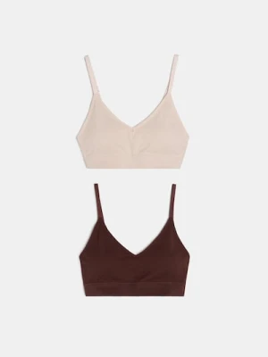 Sinsay - Prążkowane bezszwowe biustonosze typu top 2 pack - wielobarwny