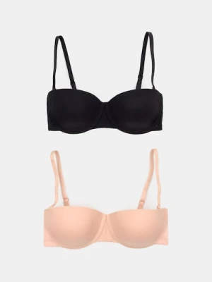 Sinsay - Prążkowane biustonosze balkonetki 2 pack - wielobarwny