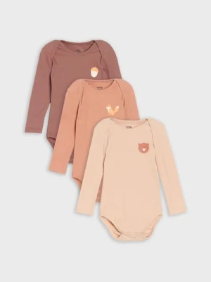 Sinsay - Prążkowane body 3 pack - beżowy