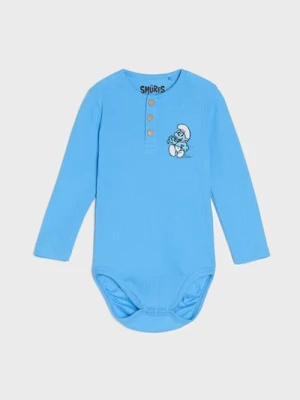 Sinsay - Prążkowane body The Smurfs - niebieski