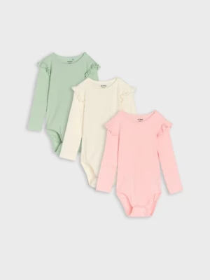 Sinsay - Prążkowane body z miękkiej dzianiny 3 pack - kremowy