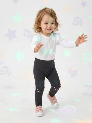 Sinsay - Prążkowane body z ozdobnymi falbanami - biały