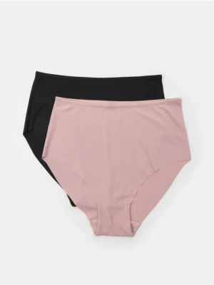 Sinsay - Prążkowane figi z wysokim stanem 2 pack - różowy