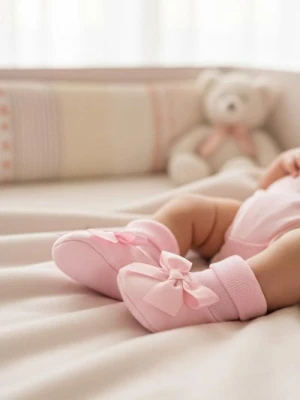 Sinsay - Prążkowane kapcie z kokardą - różowy