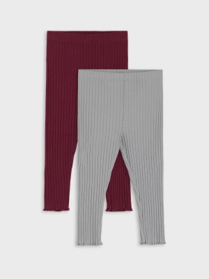 Sinsay - Prążkowane legginsy 2 pack - bordowy