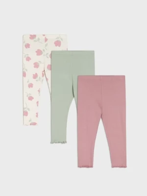 Sinsay - Prążkowane legginsy 3 pack - kremowy