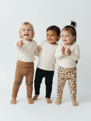 Sinsay - Prążkowane legginsy 3 pack - kremowy