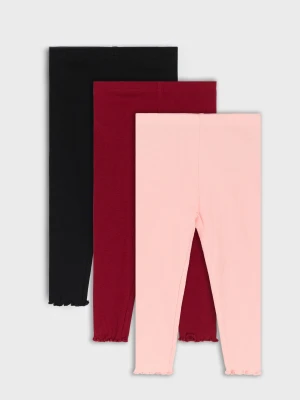 Sinsay - Prążkowane legginsy 3 pack - różowy
